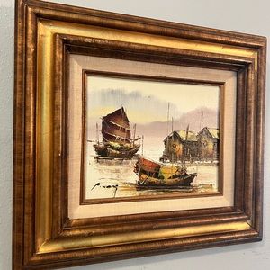 P. Wong original painting vintage